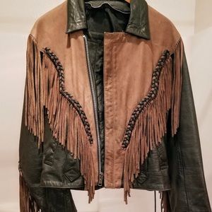 Vintage Fringe Leather Motorcycle Jacket